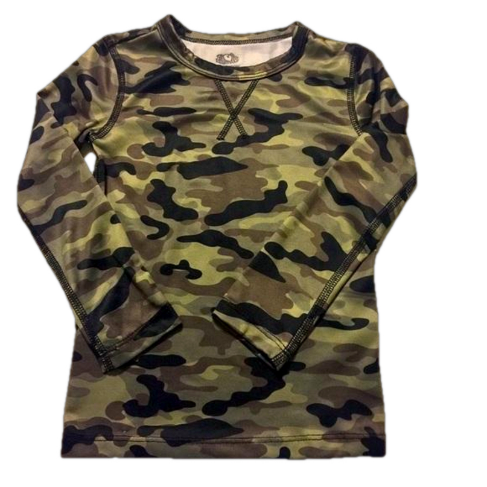 CAMOUFLAGE long sleeve tee poly/spandex fruit of the loom boys size 4/5